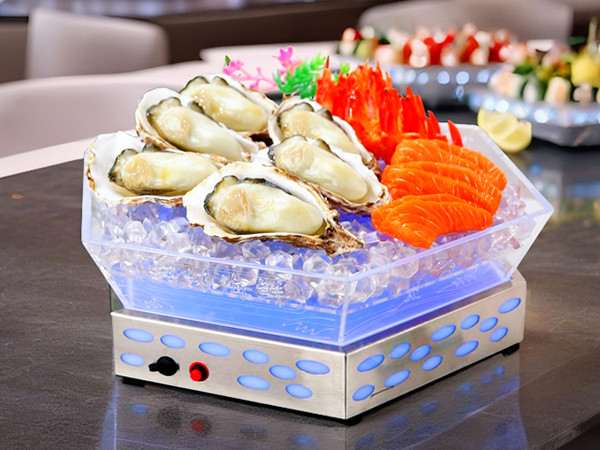 Illuminate Your Buffet: The Magic of Hexagonal Beveled Ice Tray LED Ice Housing by PYEIN®