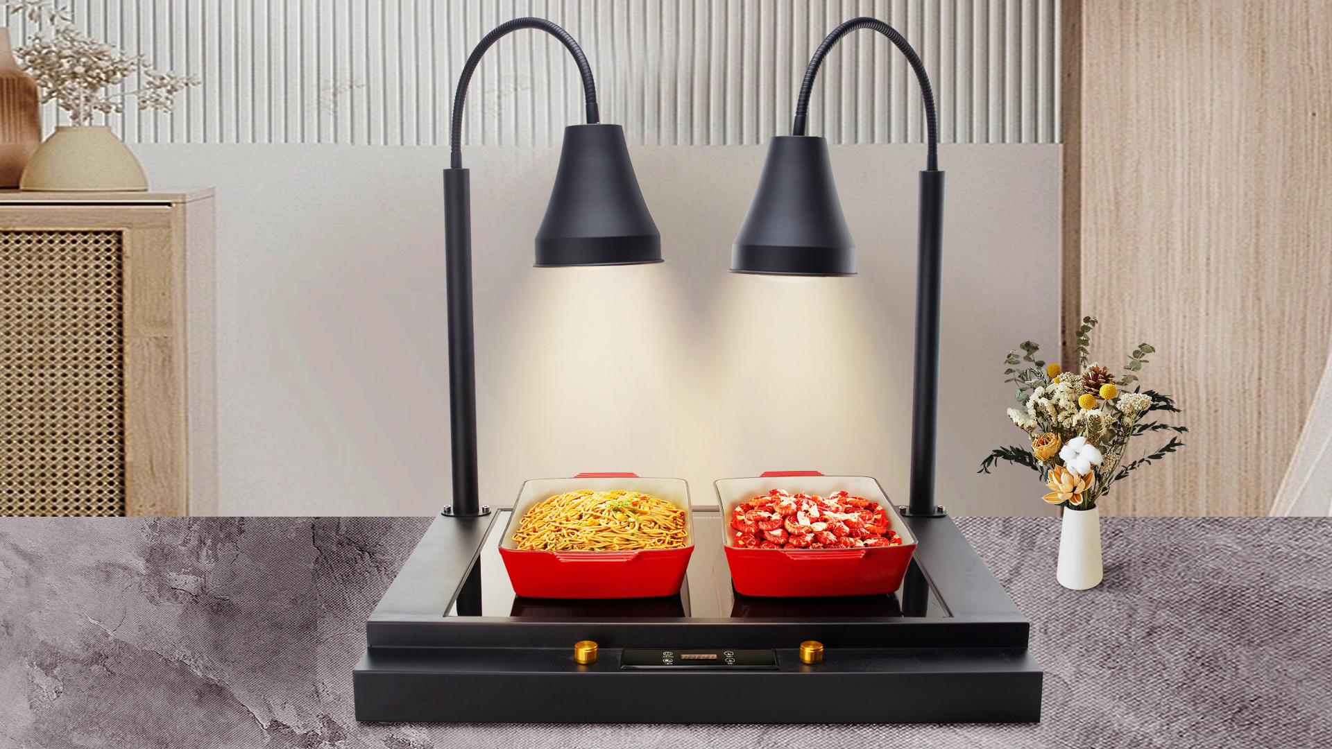 Double-Head Digital Display Heat Preservation Lamp