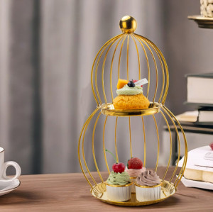 Golden Gourd Dessert Stand, Luxury Gold-Plated Buffet Display Rack, Unique Gourd-Shaped Dessert Holder, Ideal for Weddings, Hotels, Banquet Events, Supports OEM/ODM, Wholesale Buffet Supplies Available