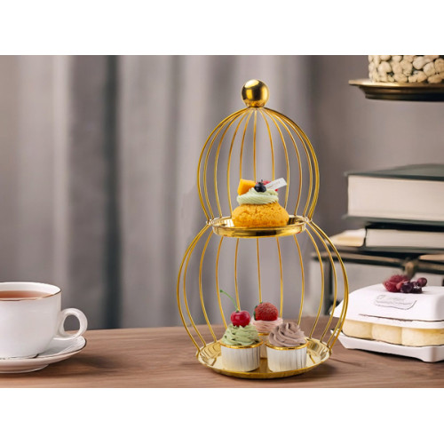 Golden Gourd Dessert Stand, Luxury Gold-Plated Buffet Display Rack, Unique Gourd-Shaped Dessert Holder, Ideal for Weddings, Hotels, Banquet Events, Supports OEM/ODM, Wholesale Buffet Supplies Available