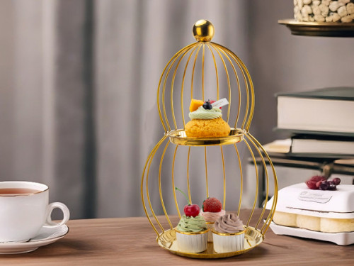 Golden Gourd Dessert Stand, Luxury Gold-Plated Buffet Display Rack, Unique Gourd-Shaped Dessert Holder, Ideal for Weddings, Hotels, Banquet Events, Supports OEM/ODM, Wholesale Buffet Supplies Available