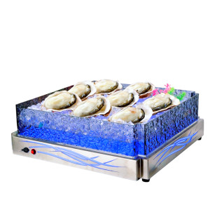 Square Flat Ice Tray Wave Pattern Ice Housing with Colorful Lights, Vibrant Buffet Seafood Cooler, Durable Acrylic Design, Perfect for Hotel, Restaurant, and Catering Displays, Supports OEM/ODM