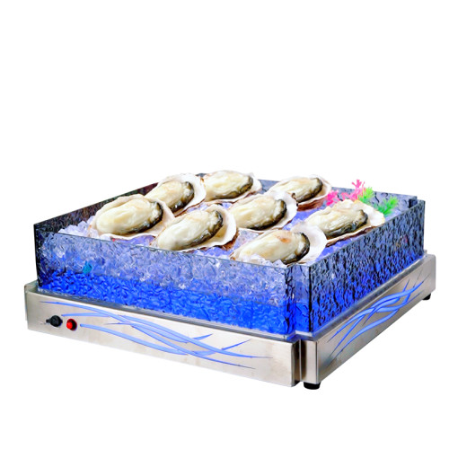 Square Flat Ice Tray Wave Pattern Ice Housing with Colorful Lights, Vibrant Buffet Seafood Cooler, Durable Acrylic Design, Perfect for Hotel, Restaurant, and Catering Displays, Supports OEM/ODM