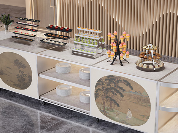 Modular Dessert Display Booth with Multi-Tier Trays | Buffet Dessert Station