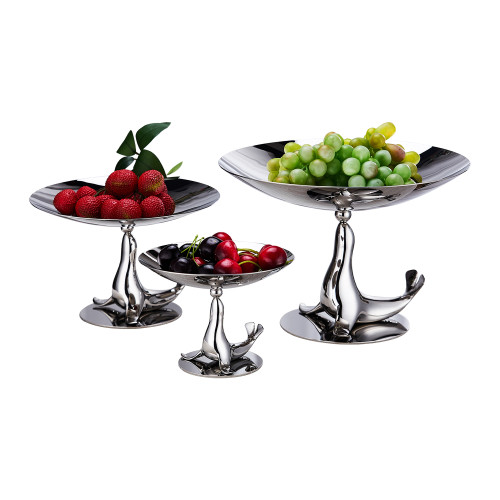 Sculptural Stainless Steel Fruit Bowl Nordic Design | Waterproof Explosion-Proof Metal Bowl | Food-Grade Decorative Serving Tray | Rust-Resistant Table Centerpiece | Hotel Buffet & Home Decor | Supports OEM, ODM