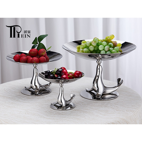 Sculptural Stainless Steel Fruit Bowl | Modern Buffet Display for Hotels