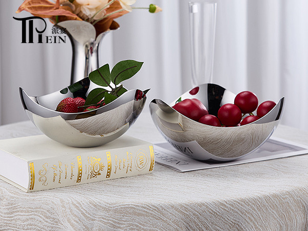 Plateau de rangement en acier inoxydable pour pétales de fruits | Assiette de service résistante pour buffets, hôtels et événements