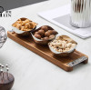 Square Wooden Stand with Three Wave Bowls for Buffet & Hotel Food Display