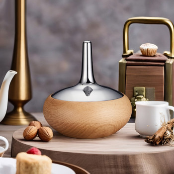 Oak Wood Storage Box Bowl with Lid | Solid Oak Wooden Food Storage Container | Buffet Countertop Organizer for Hotel Catering | Dry Food Serving Box | OEM ODM Available