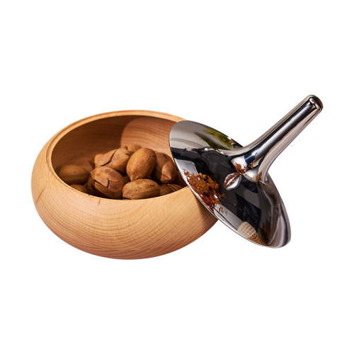 Oak Wood Storage Box Bowl with Lid | Solid Oak Wooden Food Storage Container | Buffet Countertop Organizer for Hotel Catering | Dry Food Serving Box | OEM ODM Available