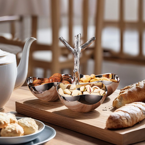 304 Stainless Steel Three-Compartment Snack Tray | Divided Serving Tray for Buffet | Food Grade Metal Snack Organizer | Hotel Catering Appetizer Plate | OEM ODM Wholesale