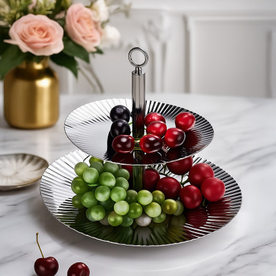 Double Layered Pastry Stand Oval | Oval Double Layered Dessert Stand | 2 Tier Serving Tray for Buffet Display | Hotel Catering Pastry Display Stand | OEM ODM Wholesale