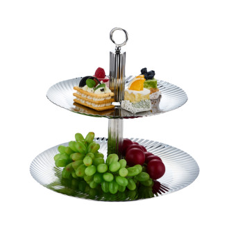 Double Layered Pastry Stand Oval | Oval Double Layered Dessert Stand | 2 Tier Serving Tray for Buffet Display | Hotel Catering Pastry Display Stand | OEM ODM Wholesale
