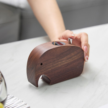 Walnut Wood Elephant-Shaped Push-Button Toothpick Holder | Automatic Toothpick Dispenser Box | Wooden Tabletop Toothpick Case | Hotel Restaurant & Home Use | OEM ODM