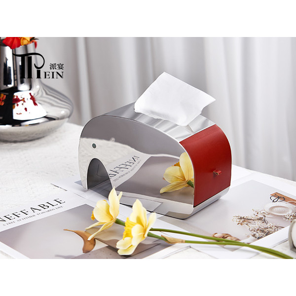 علبة مناديل على شكل فيل من الفولاذ المقاوم للصدأ | حامل مناديل مزخرف للفنادق