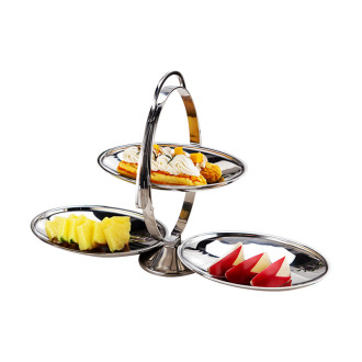 Folding Stainless Steel Cake Stand | Collapsible Dessert Display Stand | Portable Metal Cake Display Rack for Buffet Catering | Space-Saving Serving Stand | OEM ODM Wholesale