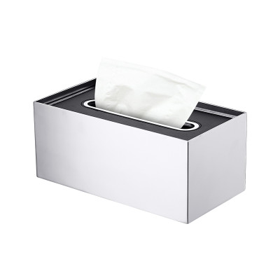 Naked Tissue Box Leather Cover Black | Minimalist Leather Tissue Box Cover | Black PU Leather Napkin Holder | Hotel Office Tabletop Organizer | OEM ODM Wholesale