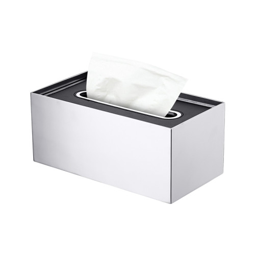 Naked Tissue Box Leather Cover Black | Minimalist Leather Tissue Box Cover | Black PU Leather Napkin Holder | Hotel Office Tabletop Organizer | OEM ODM Wholesale