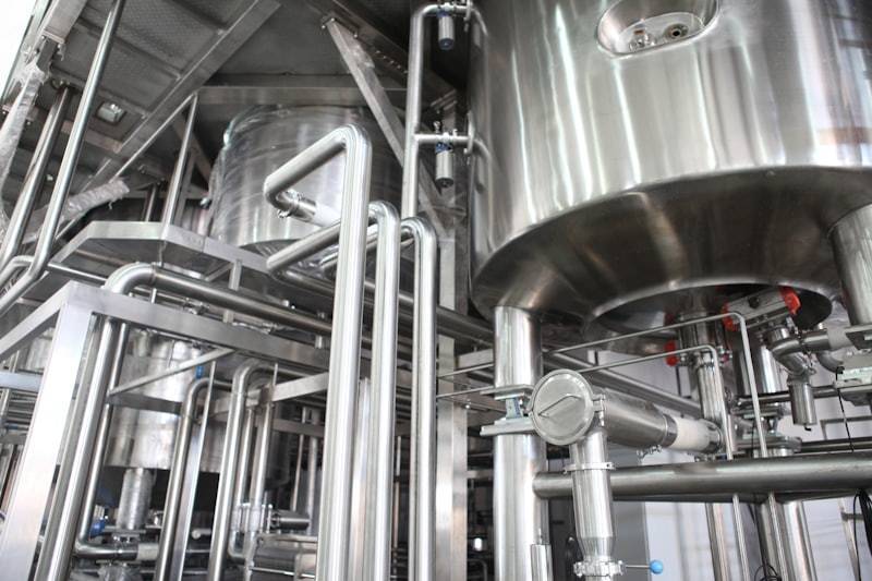 Industrial manufacturing facility with stainless steel equipment