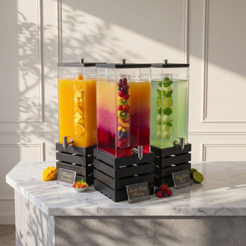 Custom drink and food dispenser engineering with capacity and functional details