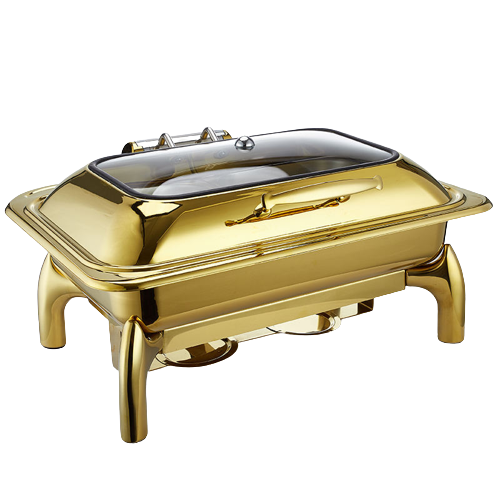 Tailored Elegance: Custom Stainless Steel Chafing Dish | Buffet Serving Food Warmer with Glass Lid, Food Pan, Water Pan, and Fuel Holders | Elevate Your Catering Experience