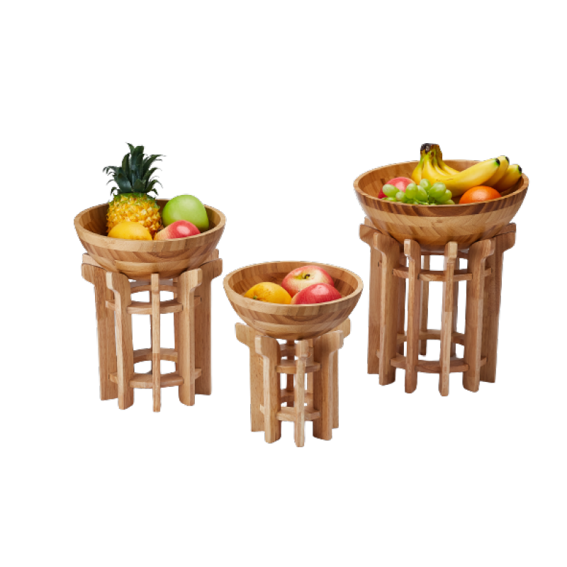 Solutions de restauration OEM et ODM : Présentoirs à salade de fruits en bois pour une touche rustique