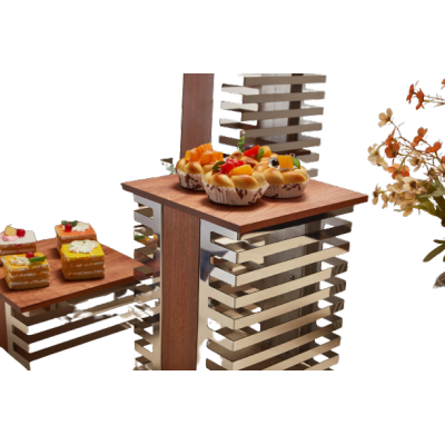 Enhance Your Brand's Image With Our Elegantly Designed Steel And Wooden Display Stand Sets - Ideal For Commercial And Restaurant Projects
