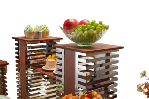 Enhance Your Brand's Image With Our Elegantly Designed Steel And Wooden Display Stand Sets - Ideal For Commercial And Restaurant Projects