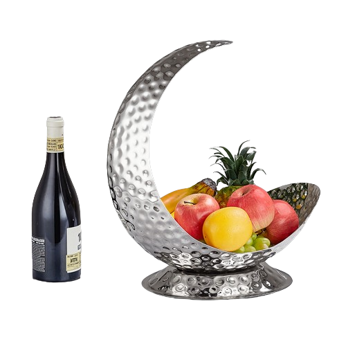 Hammered Stainless Steel Round Fruit Bowl | Elegant Restaurant Ware | Decorative Tray For Stylish Serving | Premium Quality | Elevate Dining Experiences With Round Restaurant Steel Brilliance