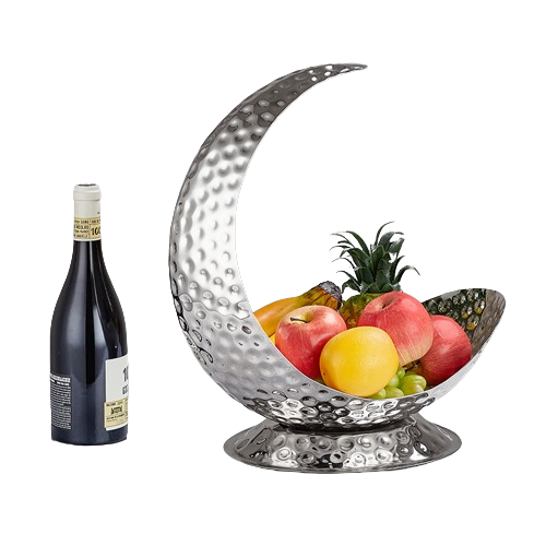 Hammered Stainless Steel Round Fruit Bowl