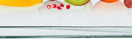 Close-up of the folded 8 mm glass edge on the GH/3214S serving tray