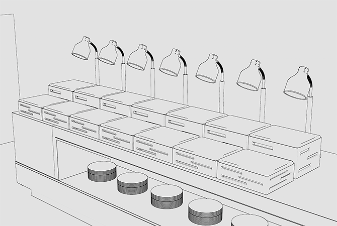 Custom buffet equipment engineering drawing used for product development