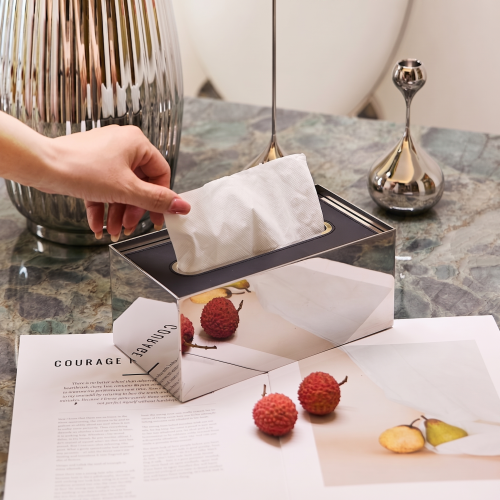 Naked Tissue Box Leather Cover Black | Minimalist Leather Tissue Box Cover | Black PU Leather Napkin Holder | Hotel Office Tabletop Organizer | OEM ODM Wholesale