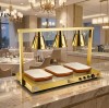Multi-Head Stainless Steel Food Warming Station: Dual Control Heat Lamp & Base Warmer for Buffet