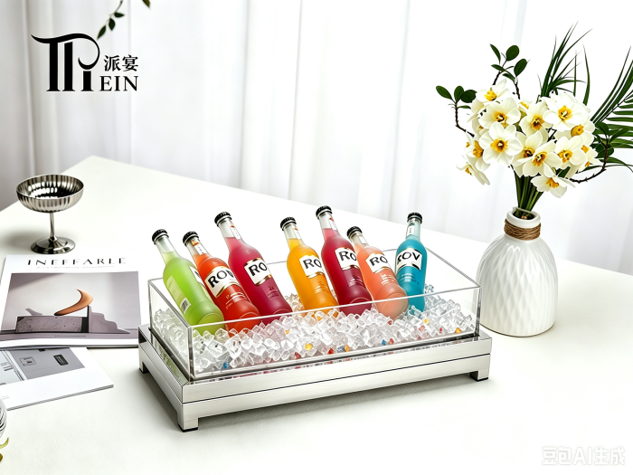 Clear acrylic ice bed for chilled seafood display