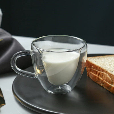 OEM/ODM Customizable Heart Shaped Double-Wall Glass Coffee Cup Ideal Wholesalers glass coffee mugs