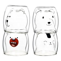 B2B Customizable Handmade Double-Wall Glass Animal Cups Thermal Resistant milk glass