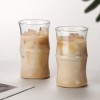 High Borosilicate Glass Coffee Cup with Bamboo Joint Shaped New Design Single Wall milk glass