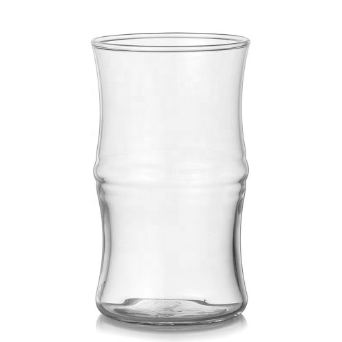 High Borosilicate Glass Coffee Cup with Bamboo Joint Shaped New Design Single Wall milk glass