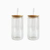 Wholesales glass cups with lids and straws Custom Logo 12oz 16oz 20oz clear double wall coffee soda