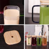Household straw cup borosilicate glass square milk cup with handle square glass cup with handle