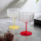 OEM Cheap Bulk Kitchen Colorful Martini Cocktail Glass Cute Ribbed Goblet Cups Cocktail Glasses