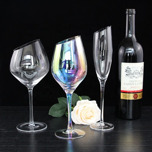 2024 New Products Elegant Slanted Rim Goblet red wine glass Champagne Flute Gift Present Wedding