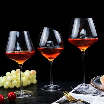 2024 Wholesales Handmade custom classic clear luxury long stem big capacity red wine glasses