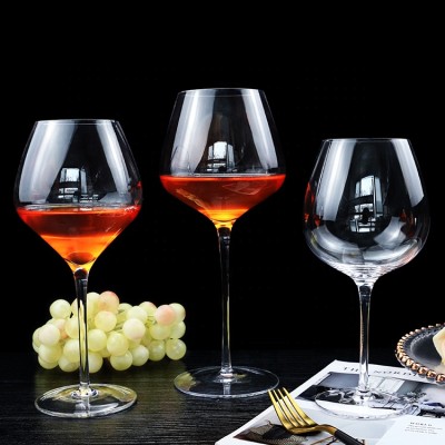 2024 Wholesales Handmade custom classic clear luxury long stem big capacity red wine glasses