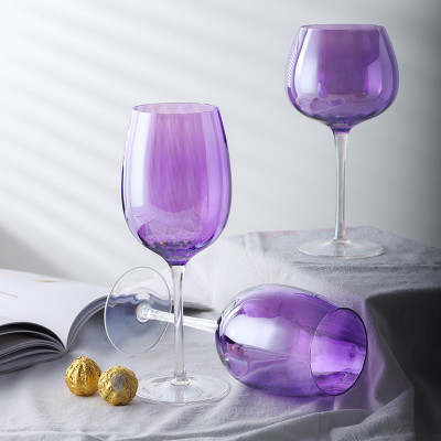 Hot Wine Testing Long Stem Red Wine Glass Colored Purple Champagne Glasses Set for weding and hotel
