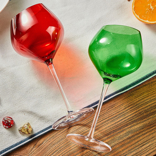 European Christmas luxury colorful red wine glass goblet vintage wine cup green goblet cup glass