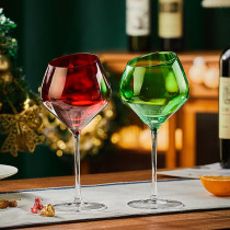 European Christmas luxury colorful red wine glass goblet vintage wine cup green goblet cup glass