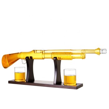 2024 New Type Shotgun whiskey decanter set glass whiskey wine decanter wine bottle with 2 glass