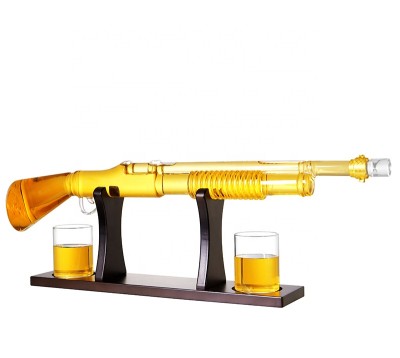 2024 New Type Shotgun whiskey decanter set glass whiskey wine decanter wine bottle with 2 glass